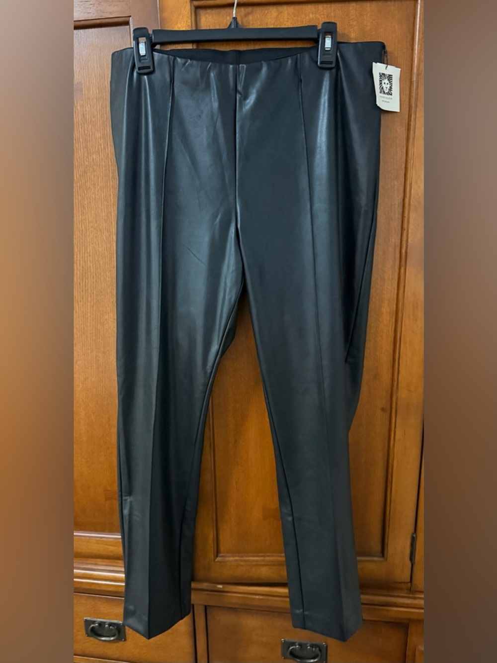 Anne Klein Black Faux Leather Pants